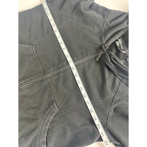 Norma Kamali Size Large Black Hooded Sweatshirt Mini Dress Zip Stylish Trendy - Picture 10 of 11